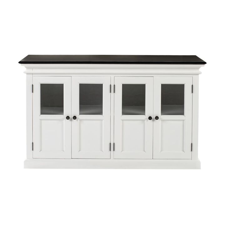 Belen Kox Two-Tone Classic White and Black Buffet with Beveled Glass Doors, Belen Kox
