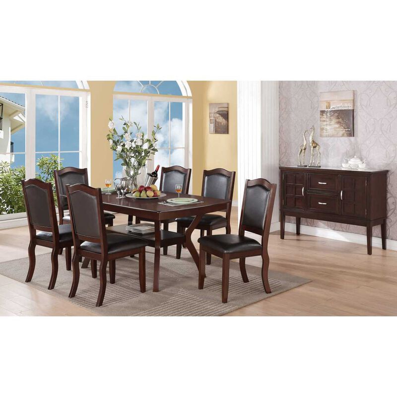 Traditional Formal Set Of 2 Chairs Dark Brown Espresso Dining Seatings Cushion Chair