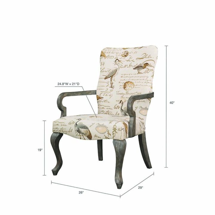 Belen Kox Bird Motif Queen Anne Accent Chair, Belen Kox