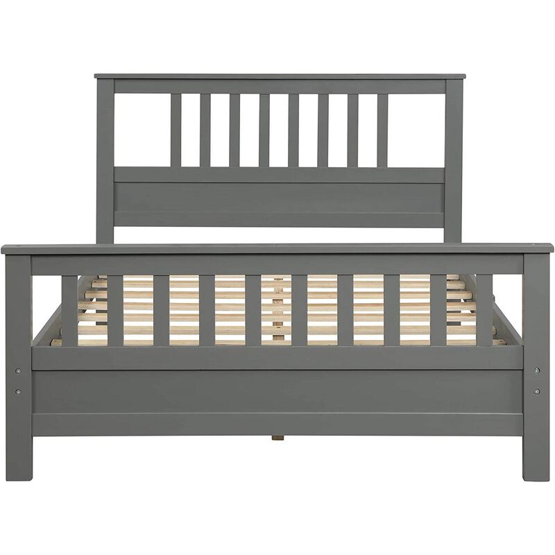 Pine Wood Slatted Platform Headboard Footboard Full Size Bed