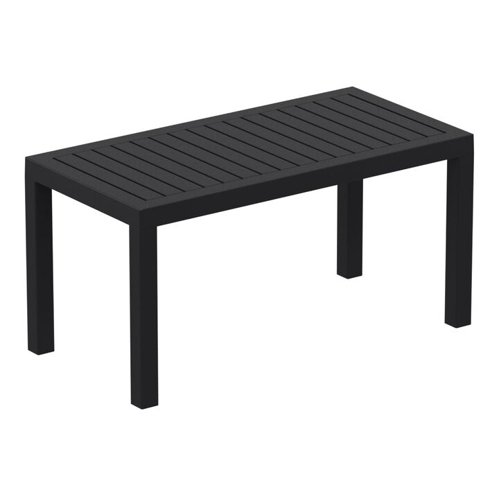 36" White Patio Solid Rectangular Patio Resin Coffee Table