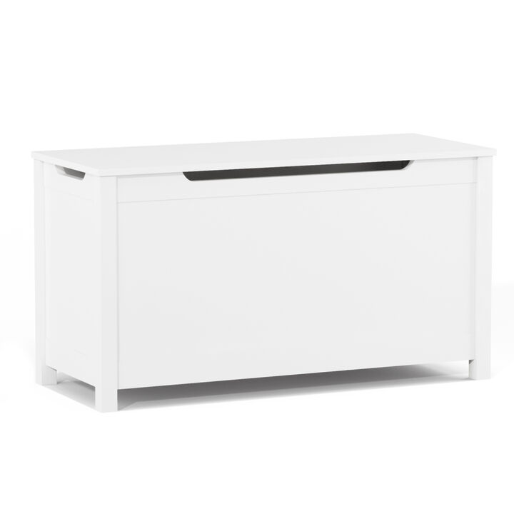 Kids Wooden Toy Box Storage With Safety Hinged Lid For Ages 3