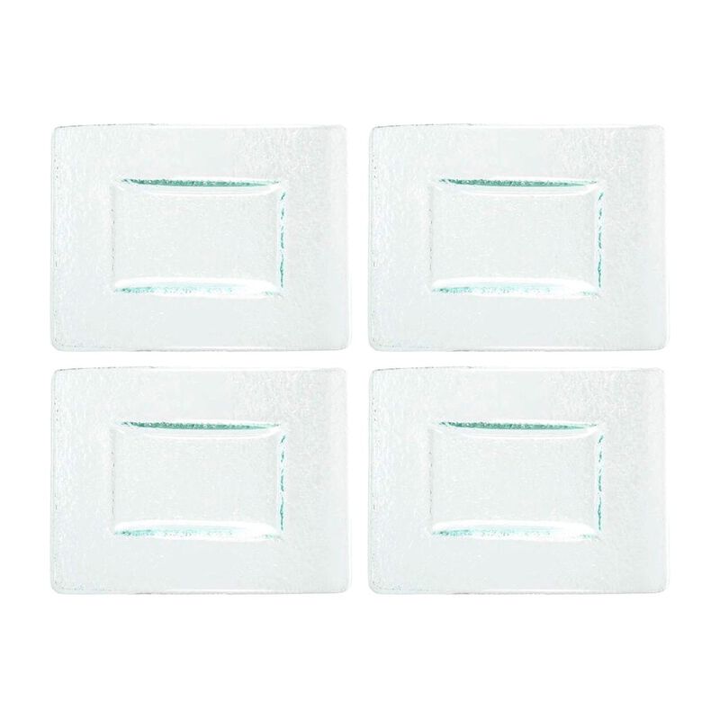 Glass Dinnerware 6" x 4" Rectangular Clear Glass Plate (Set of 4)
