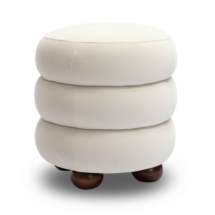 Stefanie Cream Velvet Ottoman Stefanie Cream Velvet Ottoman