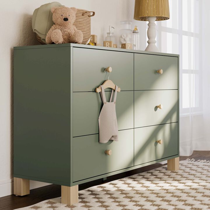 Storkcraft California 6-Drawer Double Dresser (Olive with Driftwood)