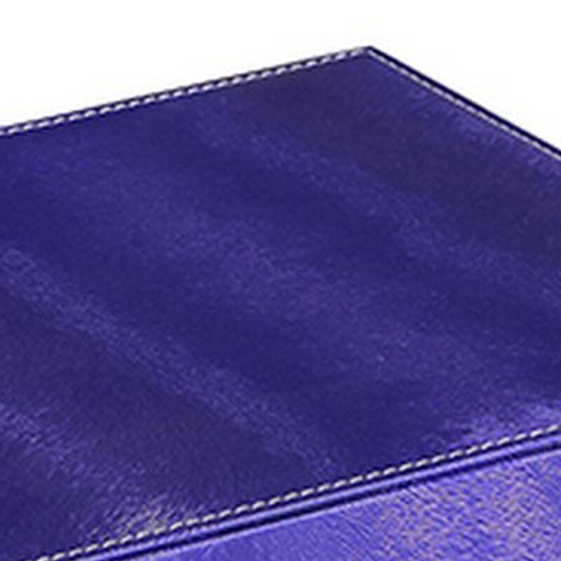 Jewelry Case with 2 Slots and Earrings Hanger, Blue - Benzara