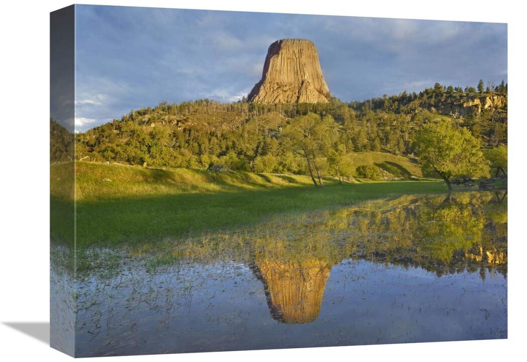 Devils Tower National Monument showing famous basalt tower, sacred site for Native Americans, Wyoming-Canvas Art-16x12