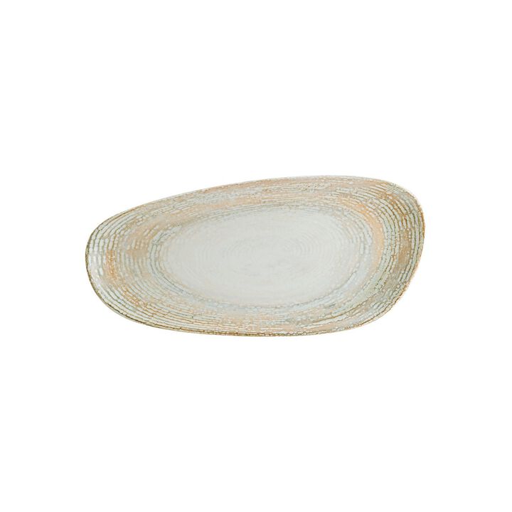 Patera 14" x 7" x h:1" Organic Decorated Porcelain Platter