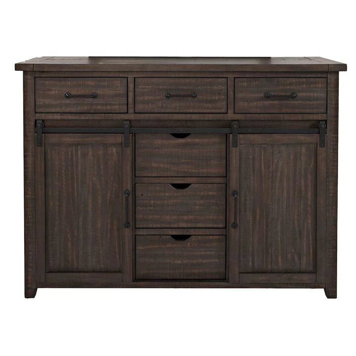 Jofran Madison County Rustic Reclaimed Pine Farmhouse Door Dresser