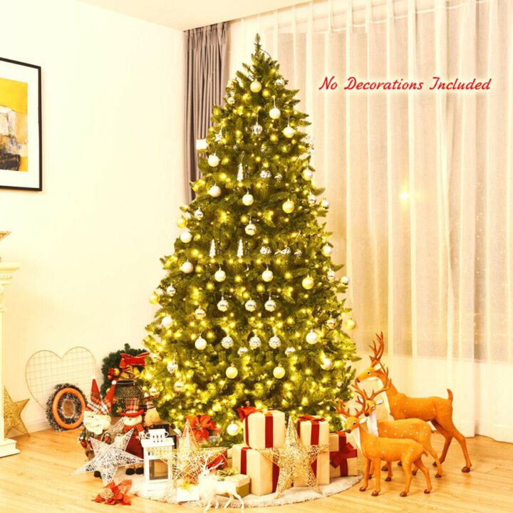 Hivvago 7.5 Feet Artificial Fir Christmas Tree with LED Lights and 1968 Branch Tips