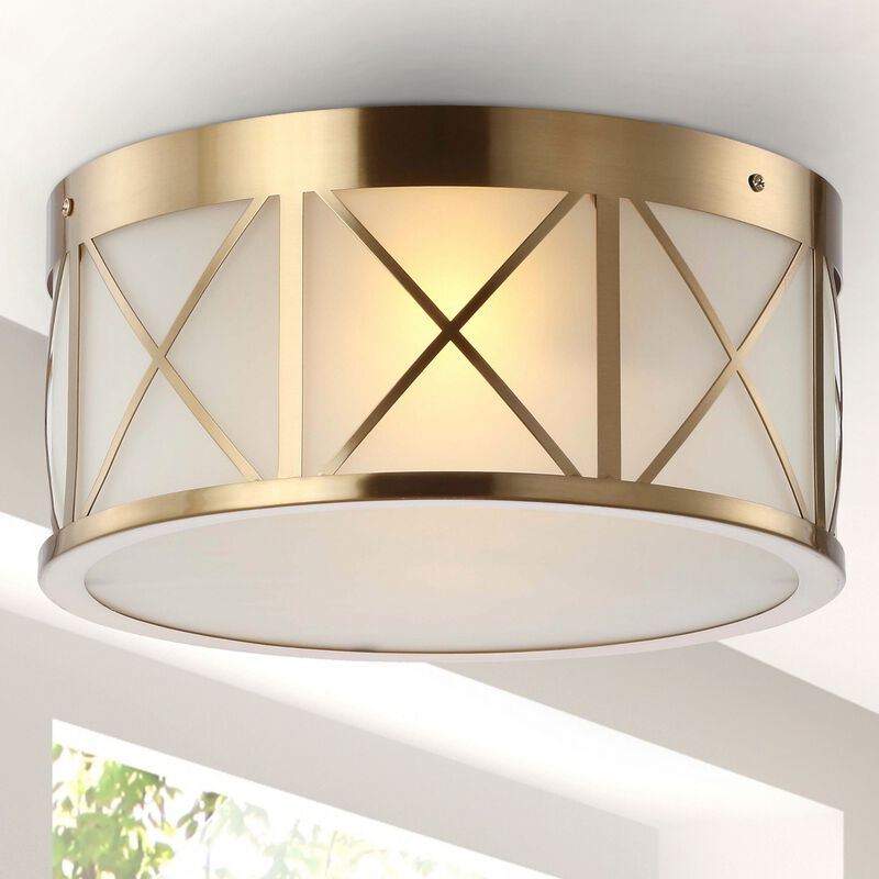 Cadence Drum Metal/Glass Flush Mount