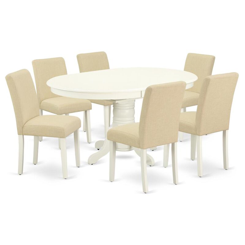 East West Furniture Dining Room Set Linen White, AVAB7-LWH-02