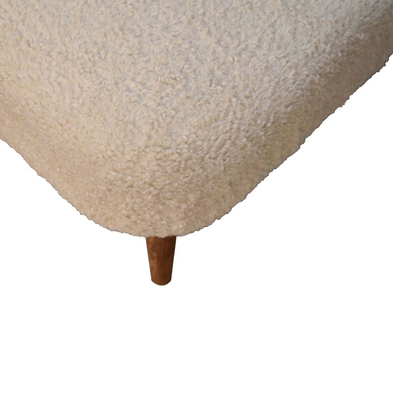 Boucle Cream  Solid Wood Upholestry Square Footstool