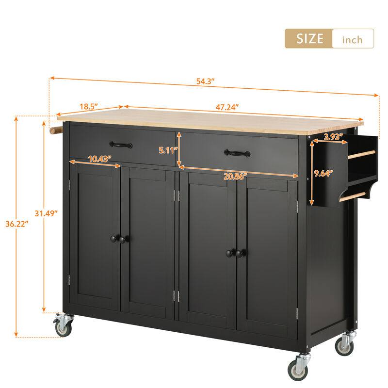 Streamdale Wood Top Kitchen Island Cart