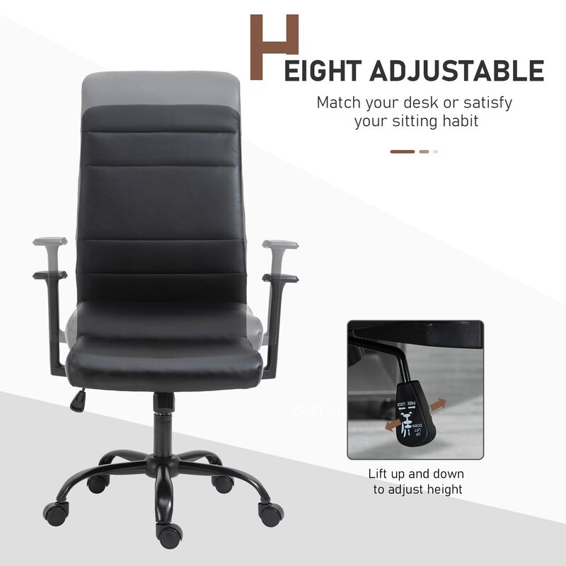 Black Executive Comfort: High-Back Faux Leather Office Chair