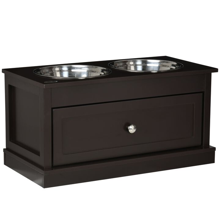 Brown Pet Dining Station: Elevated Dog Bowls with Storage for Large Dogs