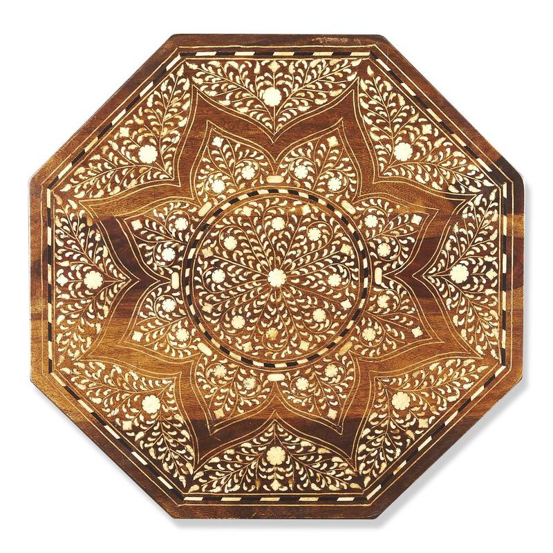 Butler Specialty Company Rashmi Wood & Bone Inlay Side Table, Medium Brown