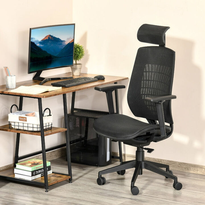 Black Ergonomic Task Chair: High-Back Mesh Office Chair with 3D Armrest