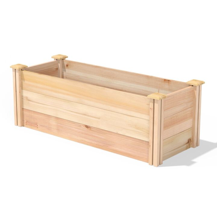 QuikFurn 48 in x 16 Premium Cedar Wood Raised Garden Bed - Made in USA