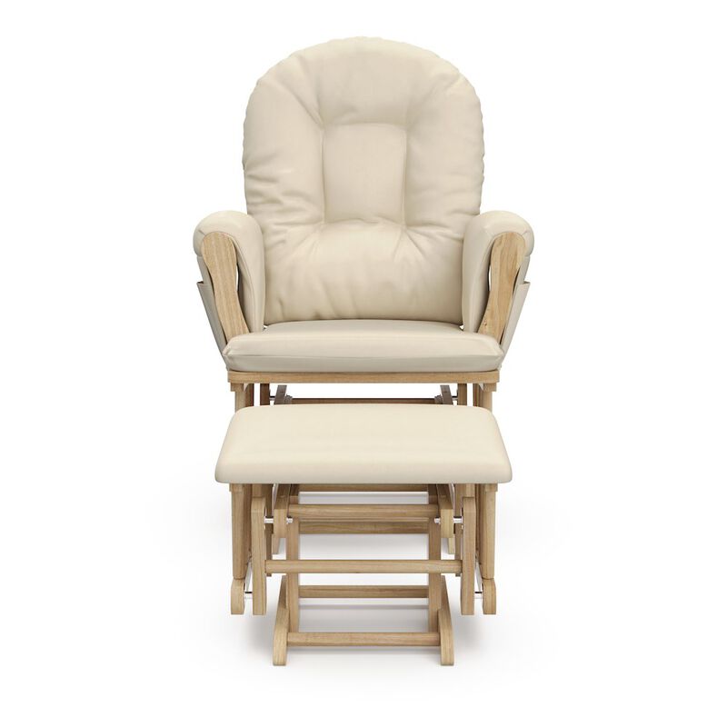 Storkcraft Hoop Glider and Ottoman - Natural with Beige