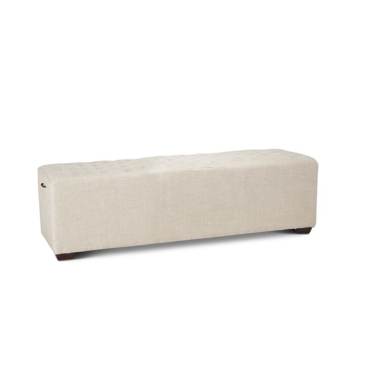 Belen Kox Diamond Tufted Beige Linen Bench, Belen Kox