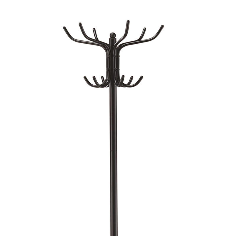 Metal Coat Rack With Umbrella Stand, Black - Benzara