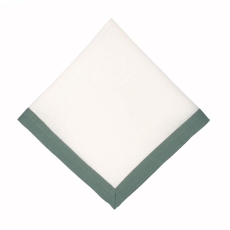 Linen Napkins With Green Borders, Set of 4