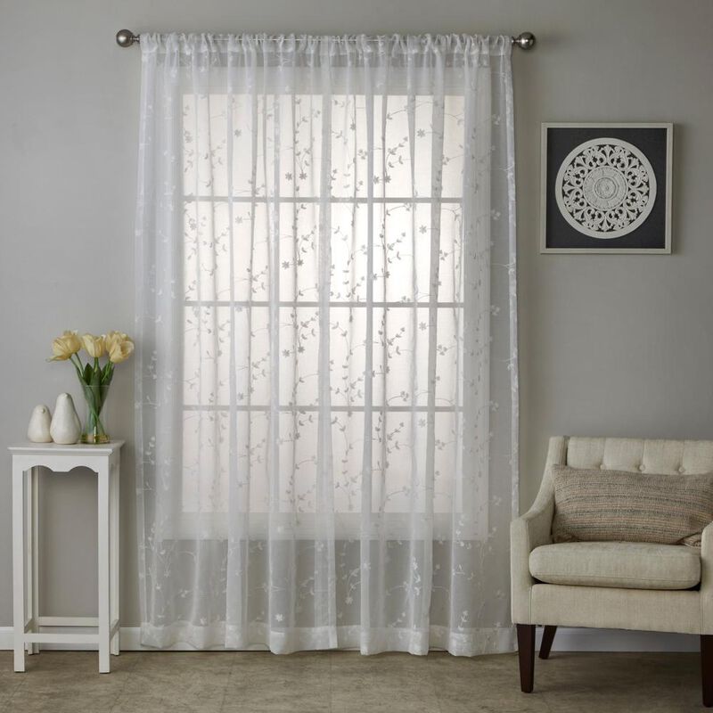 SKL Home By Saturday Knight Ltd Whispering Winds Window Curtain Panel - 52X63", White