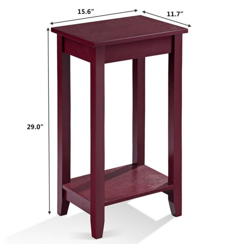Hivvago 2-Tier Nightstand End Side Wooden Legs Table for Bedroom