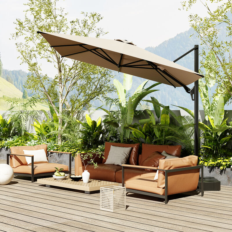 FUFU&GAGA Navy Blue Cantilever Umbrella | Heavy-Duty Outdoor Sunshade with Rotating Base