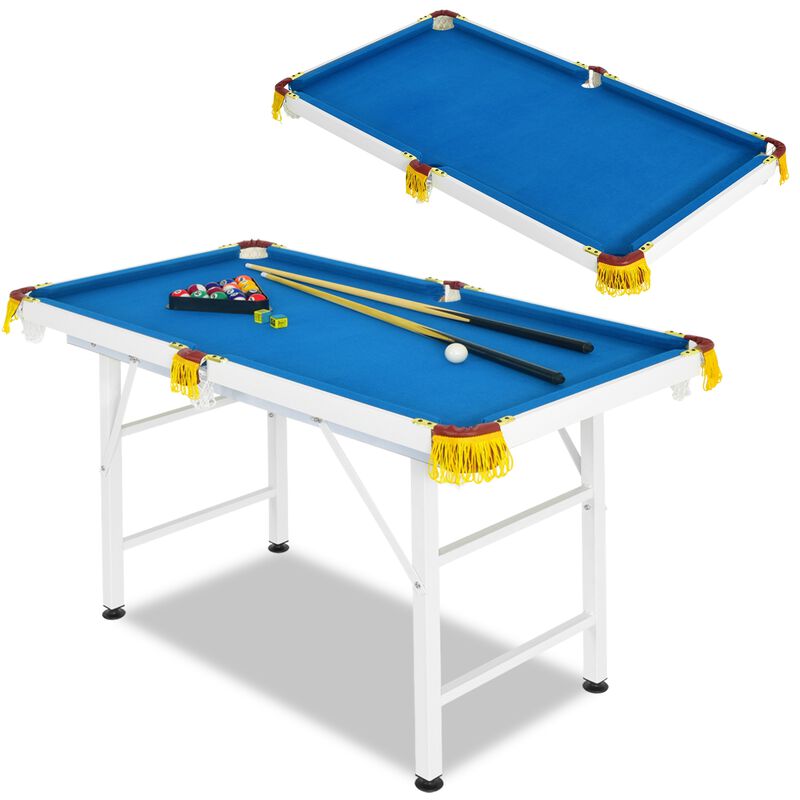 47-Inch Folding Billiard Table with Cues, Brush, and Chalk for Easy Storage