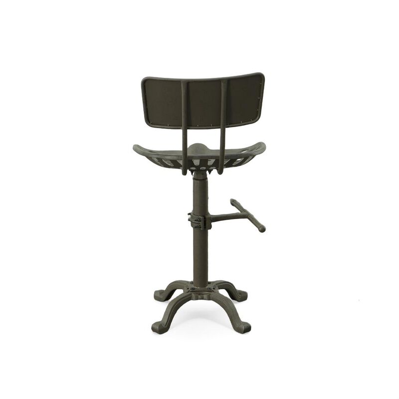 Carolina Living August Tractor Seat Barstool with Back - Industrial