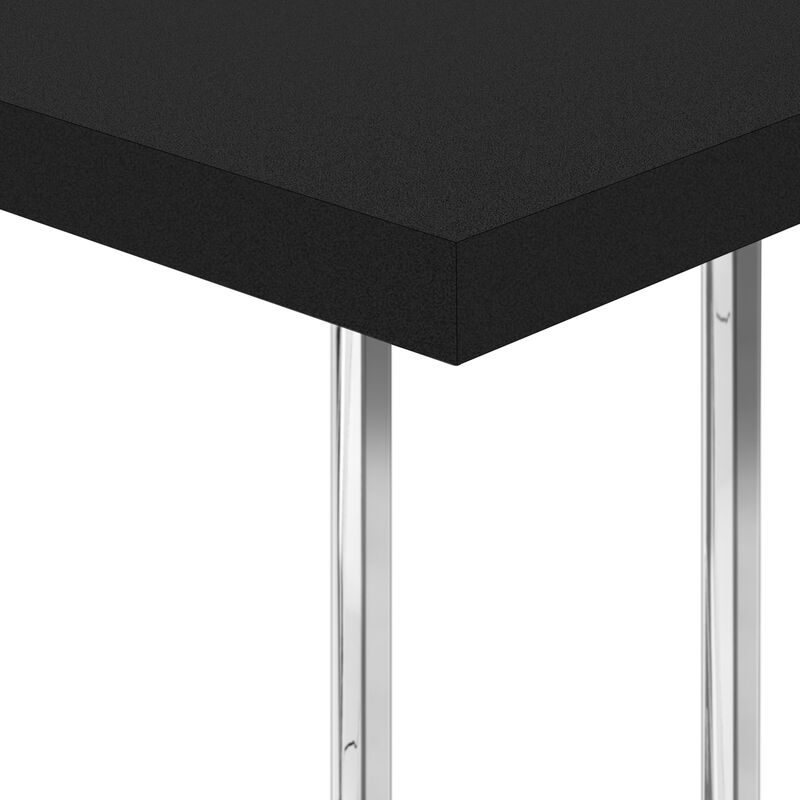 Monarch Specialties I 3640 Accent Table, C-shaped, End, Side, Snack, Living Room, Bedroom, Metal, Laminate, Black, Chrome, Contemporary, Modern