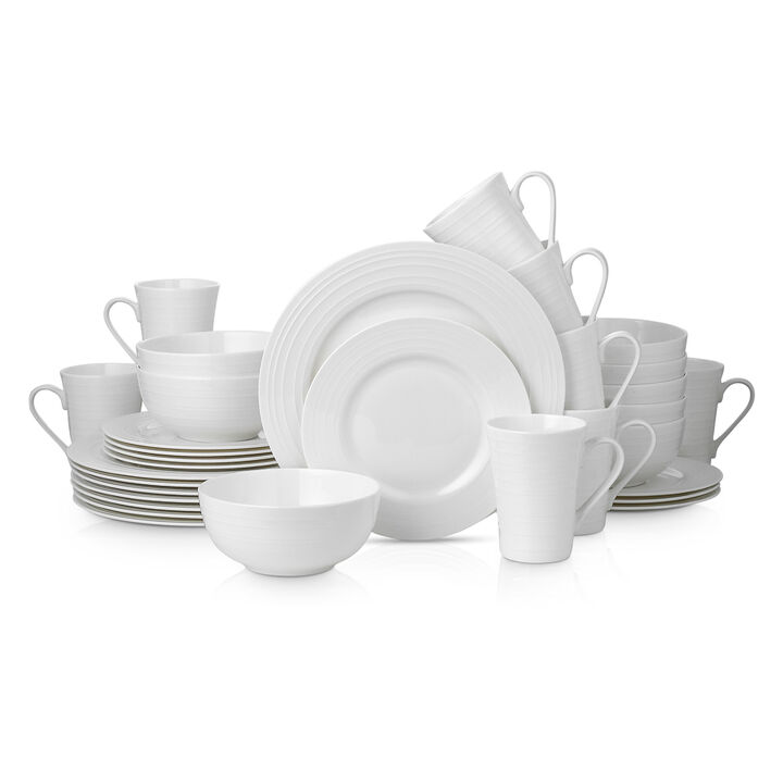 Stone Lain Eleanor Bone China 32 Piece Dinnerware Set, White