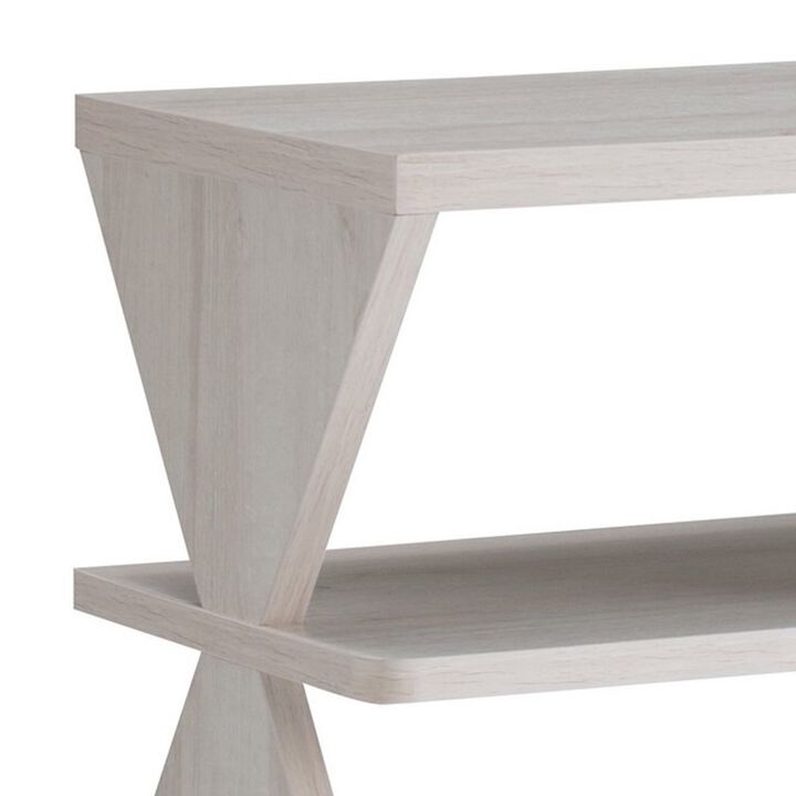 60 Inch TV Media Entertainment Console with 4 Shelves, 3 Drawers, Oak White-Benzara