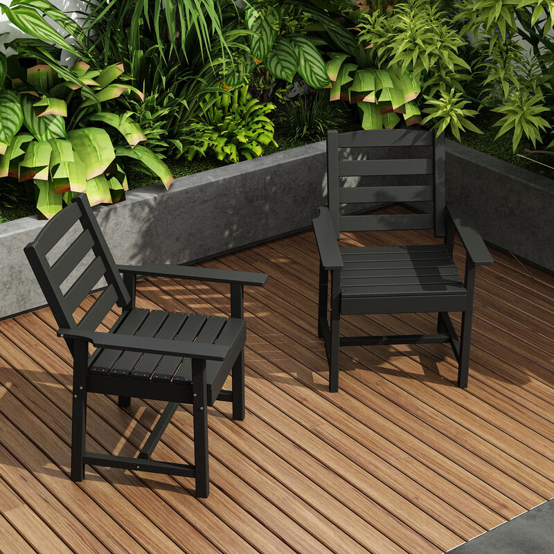 FUFU&GAGA Patio Dining Chair with Armrests, Waterproof, UV Resistant (Pack of 2) (23.6" W x 18.9" D x 33.5" H),Grey