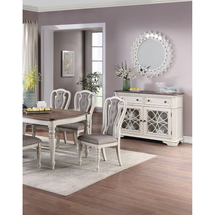 Set Of 2 Dining Chairs Grey Upholstered Tufted Unique Design Chairs Back Cushion Seat Dining Room