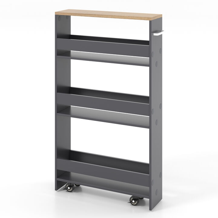 Rolling Kitchen Slim Storage Cart Mobile Shelving Organizer with Handle