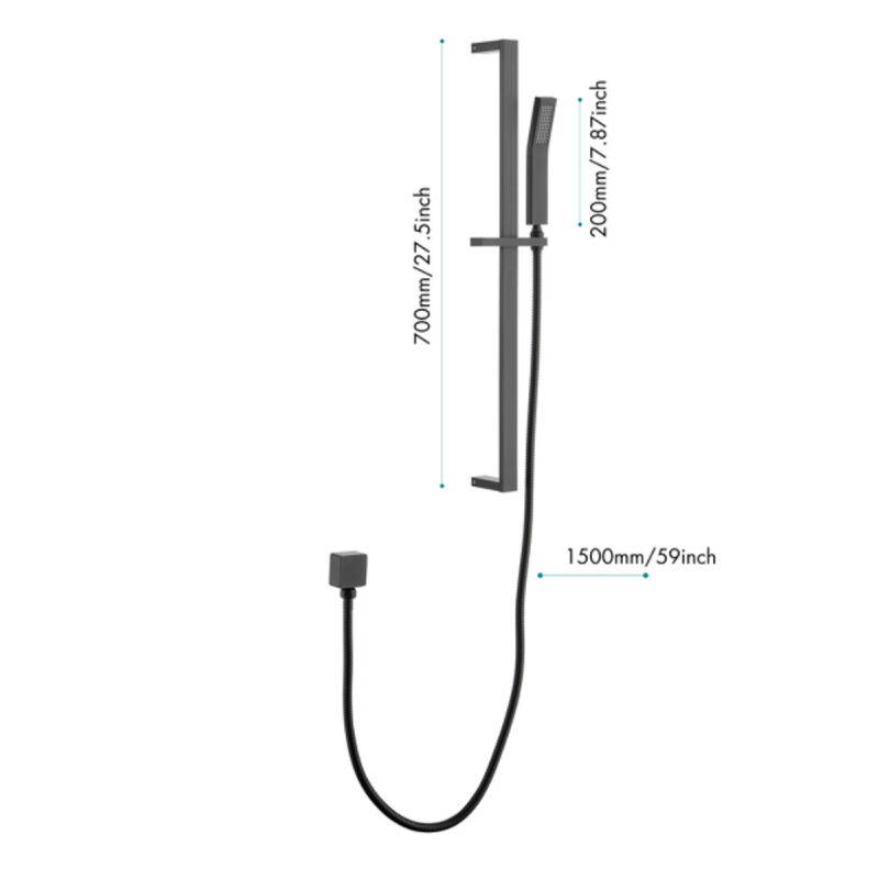 Wall-Mounted Handheld Shower with Slide Bar, Water-Efficient Shower Head with Hose