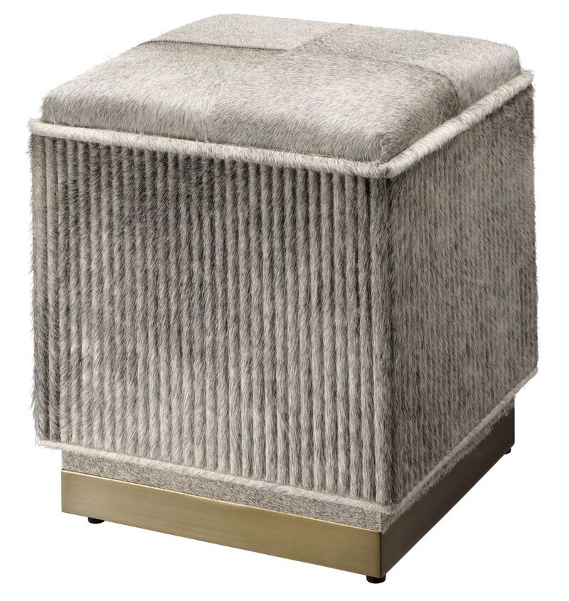 Easton Ottoman, Grey Hide