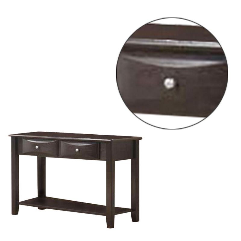 Wooden Console Table with 2 Spacious Drawers, Brown-Benzara