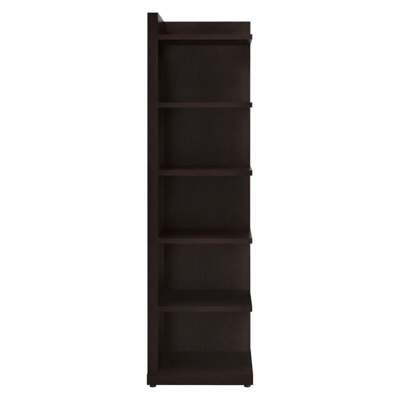 Radiant Brown Wooden Corner Bookcase-Benzara