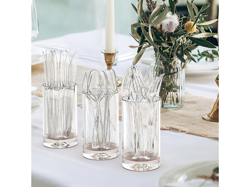 Dealusy 360 Count Extra Heavy Duty Clear Plastic Forks Disposable