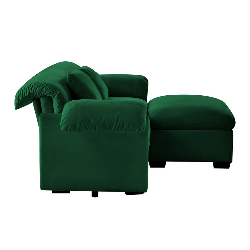 Merax Loveseat Sofa with Storage Reversible Ottoman