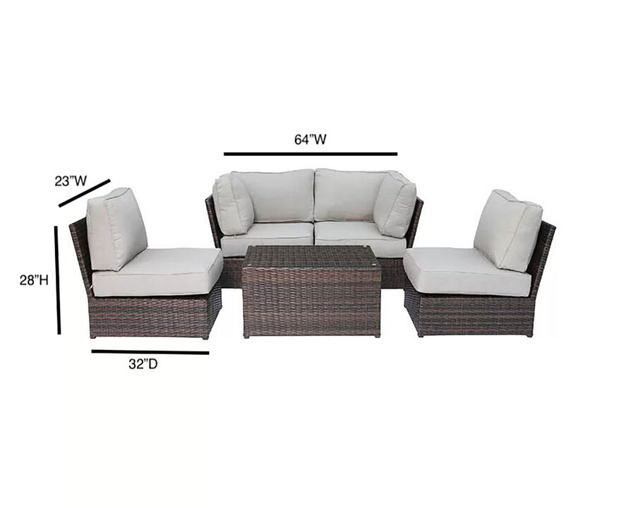 Living Source International Rattan Wicker Fully Assembled 4 - Person Seating Group with Cushions (Espresso/Gray)