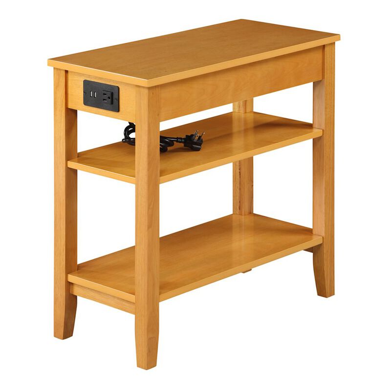 Convenience Concepts American Heritage 1 Drawer Chairside End Table with Charging Station and Shelves