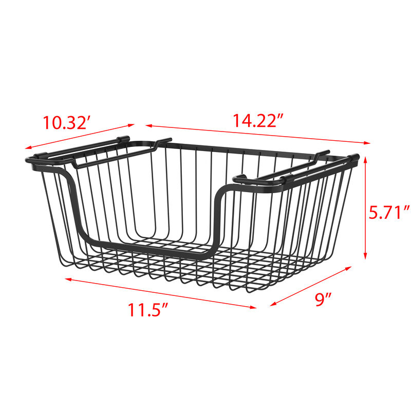 Oceanstar Stackable Metal Wire Storage Basket Set for Pantry, Countertop, Kitchen or Bathroom � Black, Set of 2