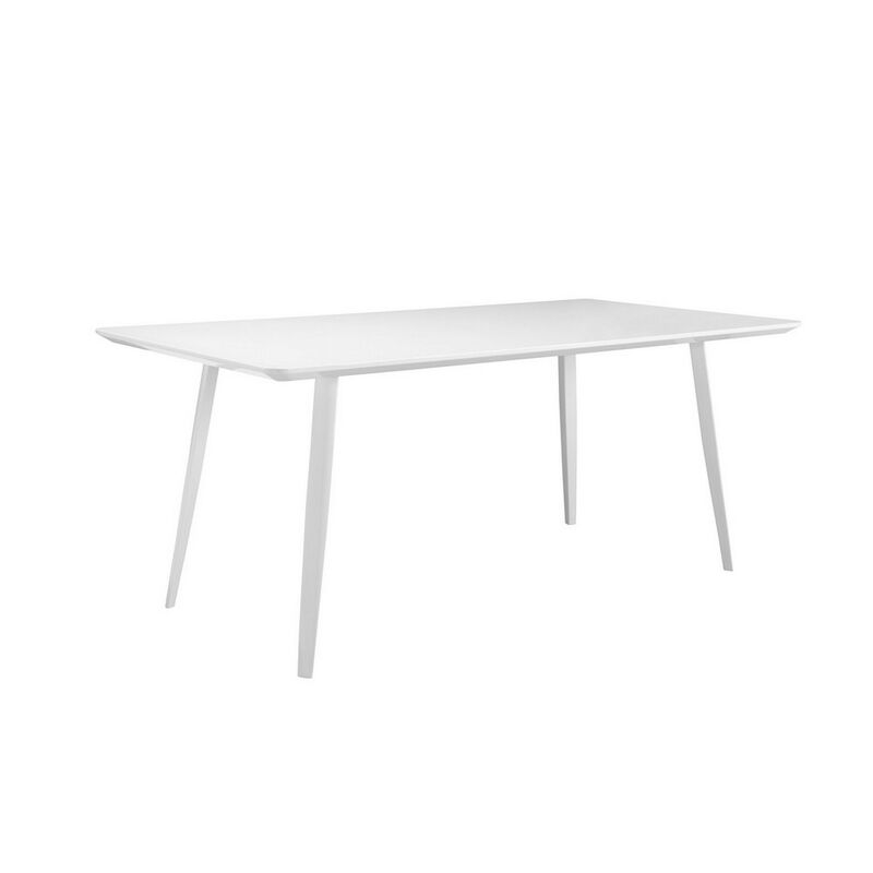 Hle 71 Inch Dining Table, 6 Seater Rectangular Tabletop, White Lacquer - Benzara