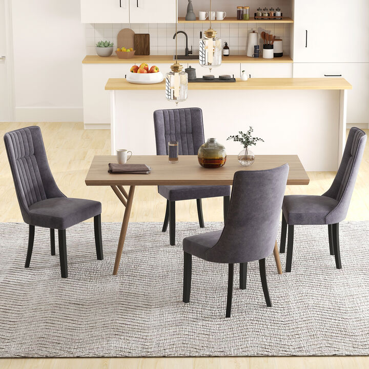 Tufted Dining Chairs Set of 2 Upholstered Kitchen Side Chairs with High Backrest