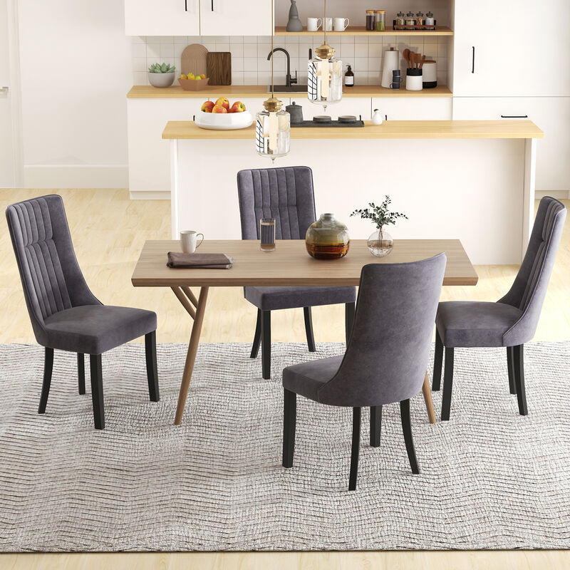 Tufted Dining Chairs Set of 2 Upholstered Kitchen Side Chairs with High Backrest